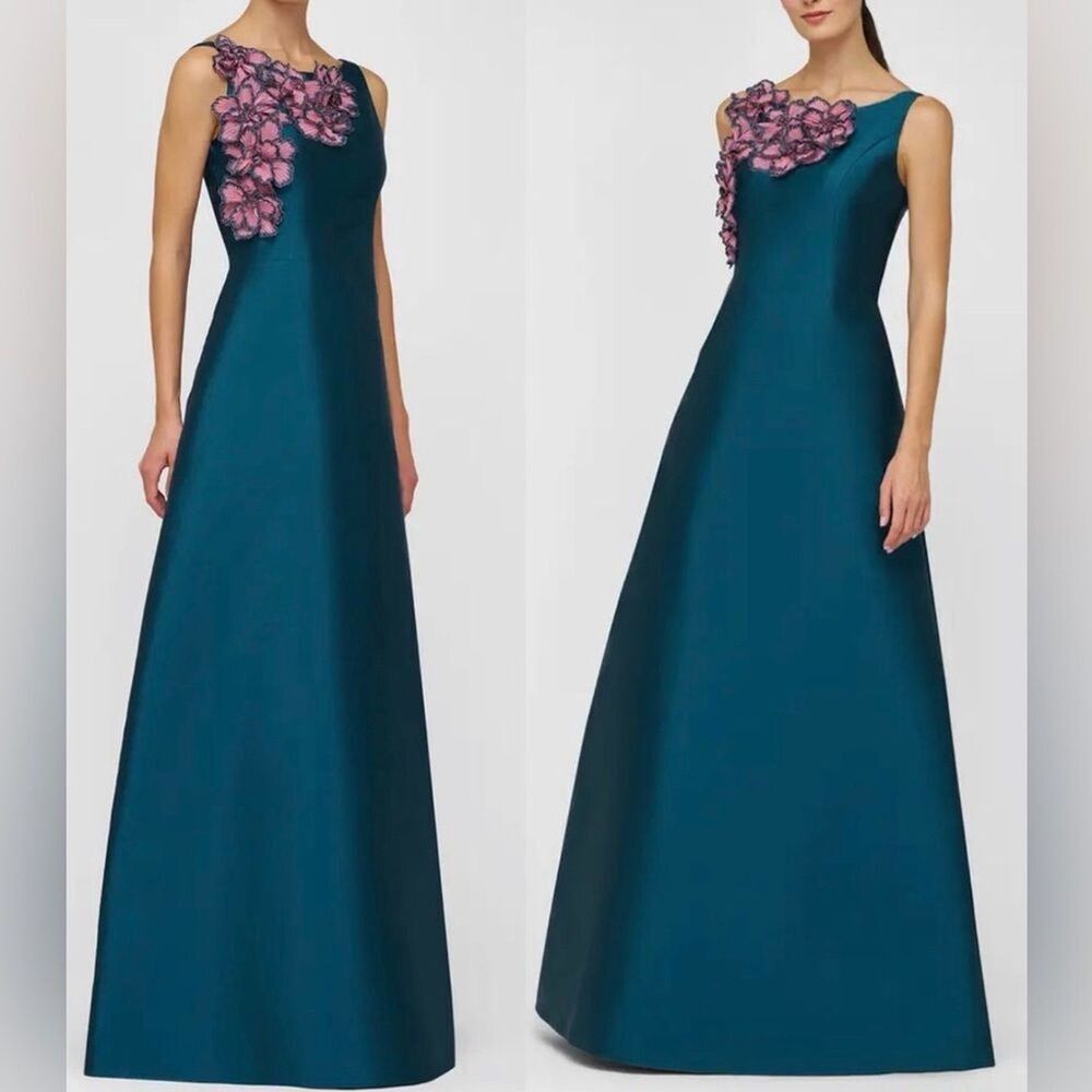 NEW Kay Unger Giselle Embellished A-Line sleeveless Lotus Pink Gown Sz 18 W - Picture 2 of 8